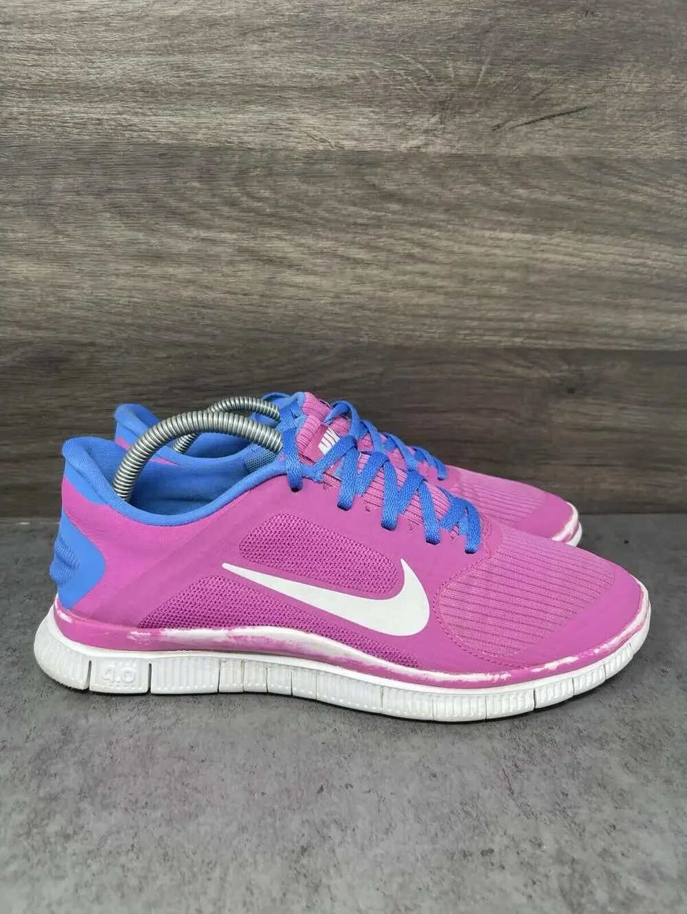 Nike Free 4.0 Running Sneakers Womens Size 9.5 Pink Blue Athletic 580406-601 - Picture 5 of 11